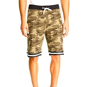 PACIFIC & PARK Terry Fleece BBall Shorts; Camo, S